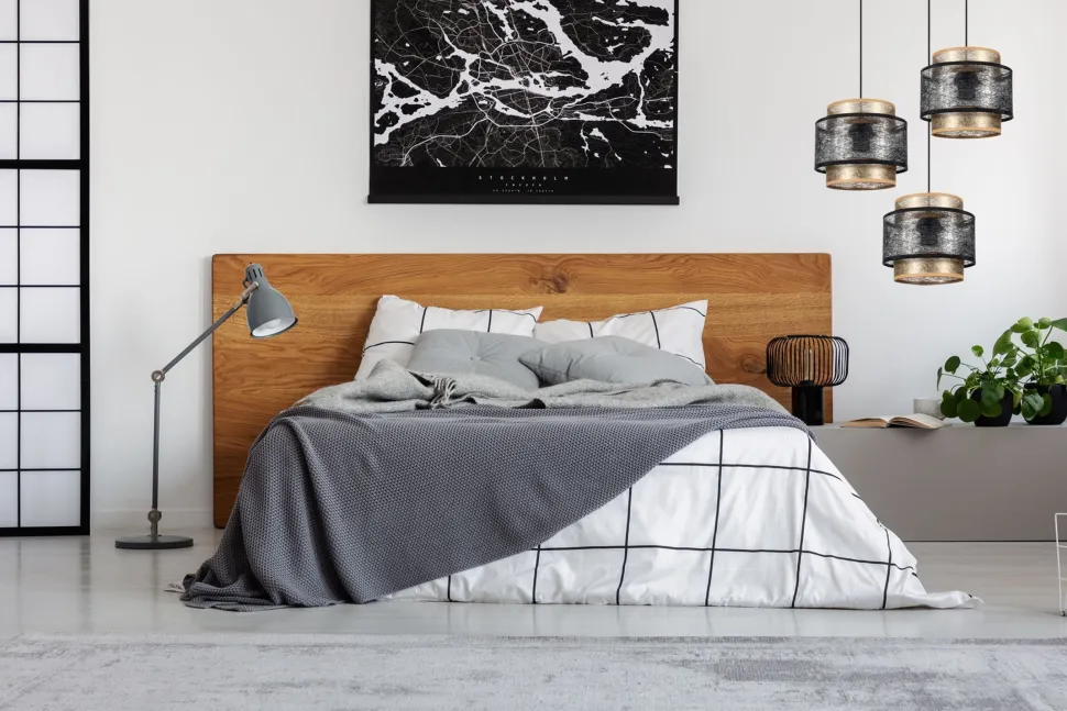 Hängelampe blendarm Schwarz Gold E27 Stoff Ø38 cm rund