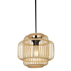 Hängelampe Boho Bambus Ø 29 cm Schwarz Natur E27