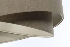 Hängelampe Braun E27 rund D: 45 cm Stoff Schirm Boho