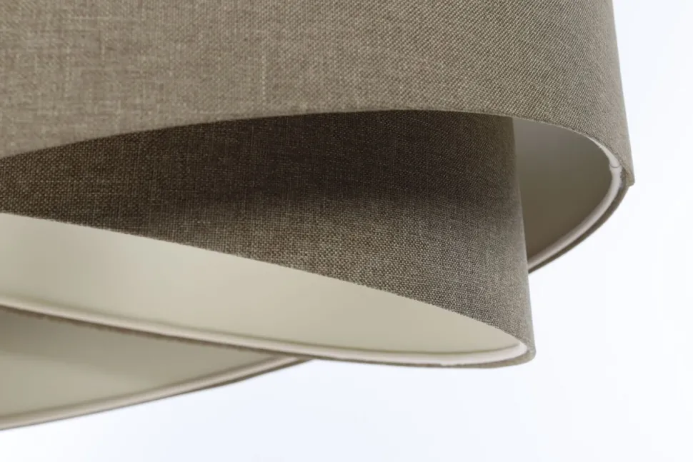 Hängelampe Braun E27 rund D: 45 cm Stoff Schirm Boho