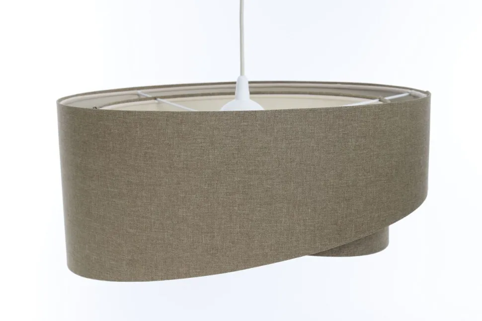 Hängelampe Braun E27 rund D: 45 cm Stoff Schirm Boho