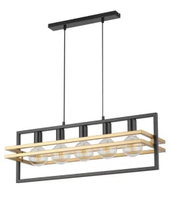 Hängelampe Design Gold Schwarz E27 5-flammig aus Metall