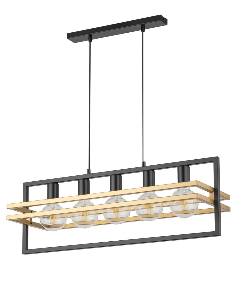 Hängelampe Design Gold Schwarz E27 5-flammig aus Metall