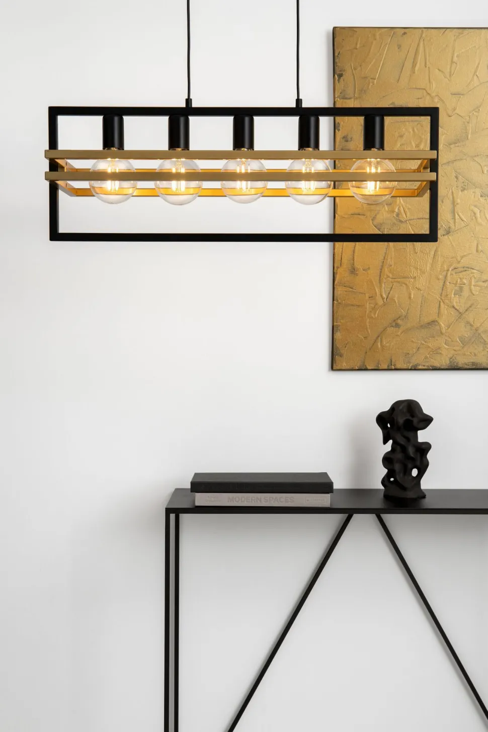 Hängelampe Design Gold Schwarz E27 5-flammig aus Metall