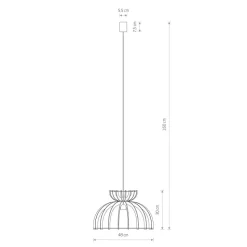 Hängelampe E27 Ø 48 cm Weiß Natur Holz Schirm natürlich