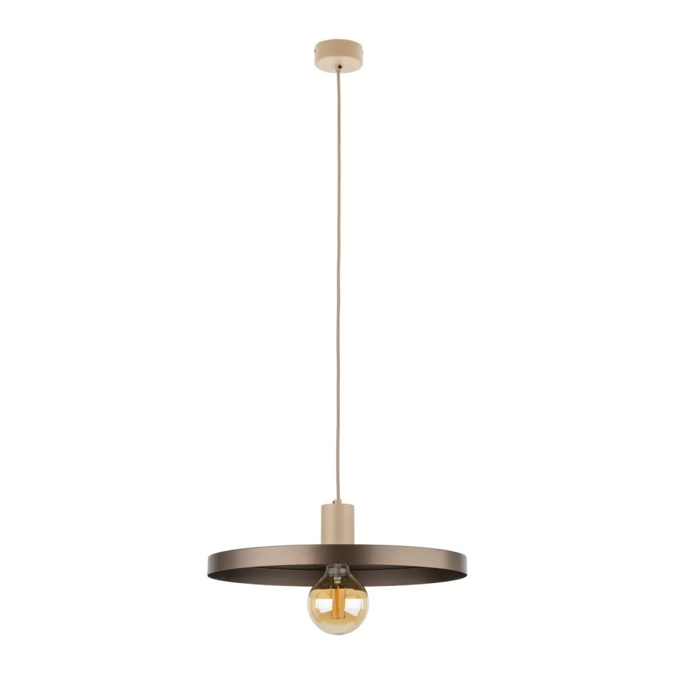 Hängelampe E27 Ø40 cm rund Sandgrau Braun Vintage