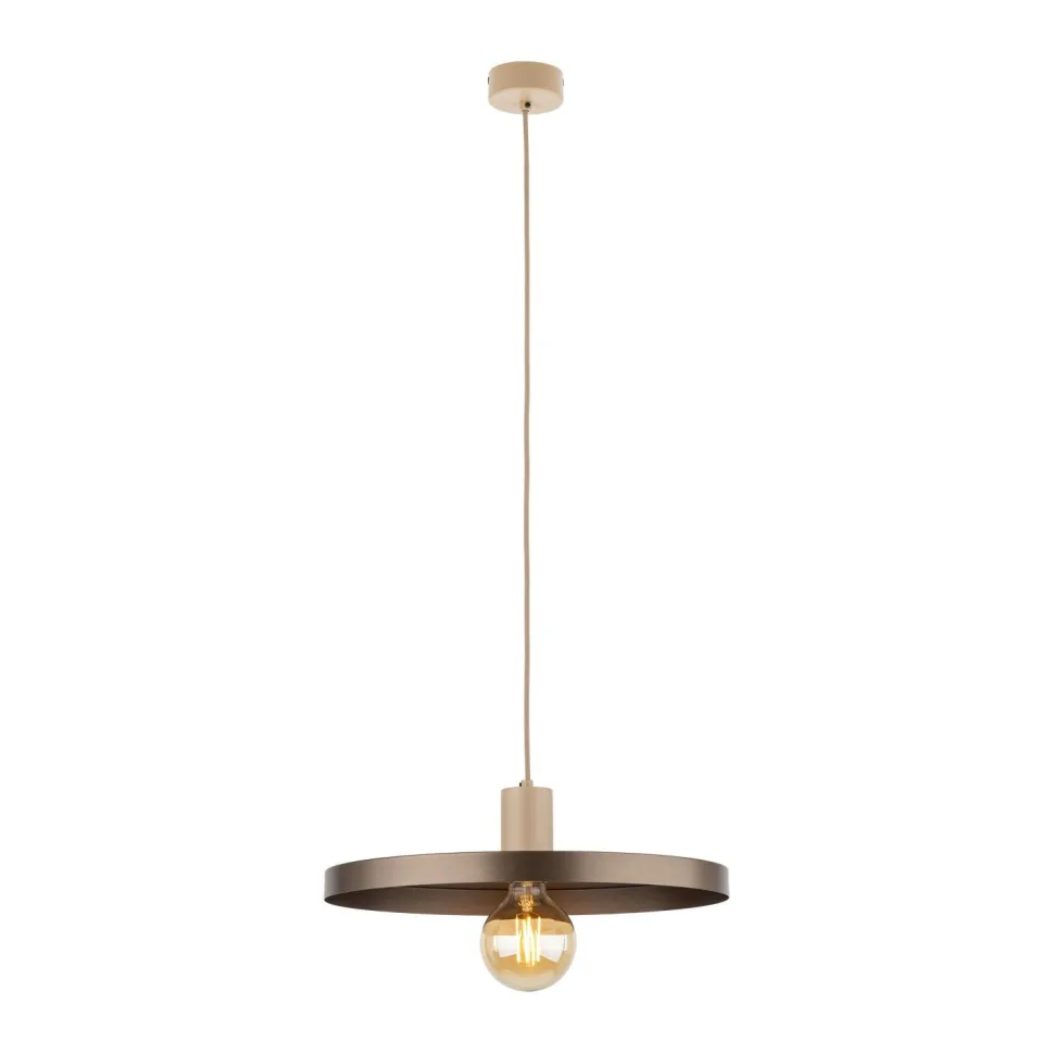 Hängelampe E27 Ø40 cm rund Sandgrau Braun Vintage