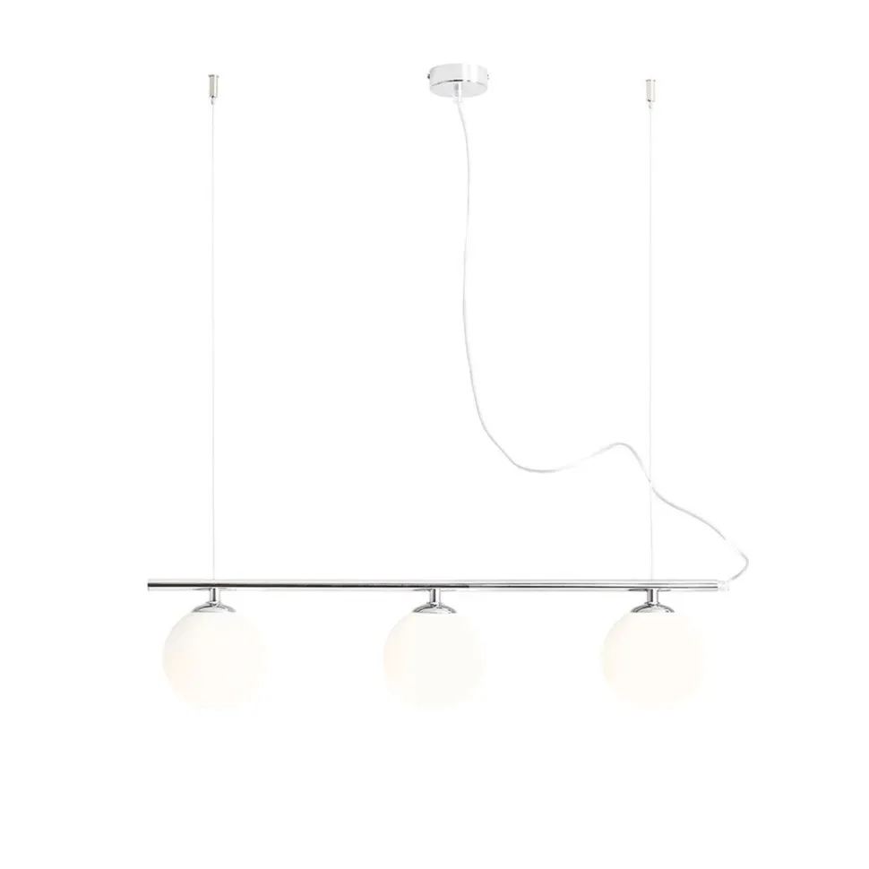 Hängelampe E14 Metall Glas in Chrom Weiß gemütlich