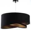 Hängelampe E27 rund Ø 50 cm Schwarz Gold Stoff Spitze Modern