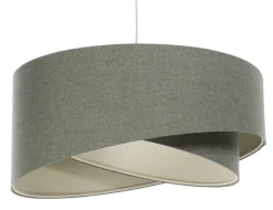 Hängelampe E27 rund D: 40 cm in Grün Stoff Modern