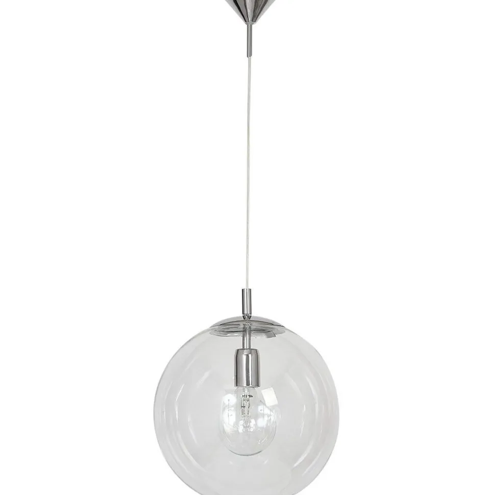 Hängelampe E27 rund Metall in Chrom Glaskugel B:30 cm