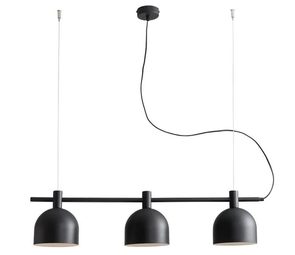 Hängelampe E27 Schwarz Metall 83 cm lang 3-flammig