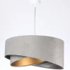Hängelampe E27 Stoff rund Ø 50 cm Grau Gold Silber