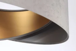 Hängelampe E27 Stoff rund Ø 50 cm Grau Gold Silber