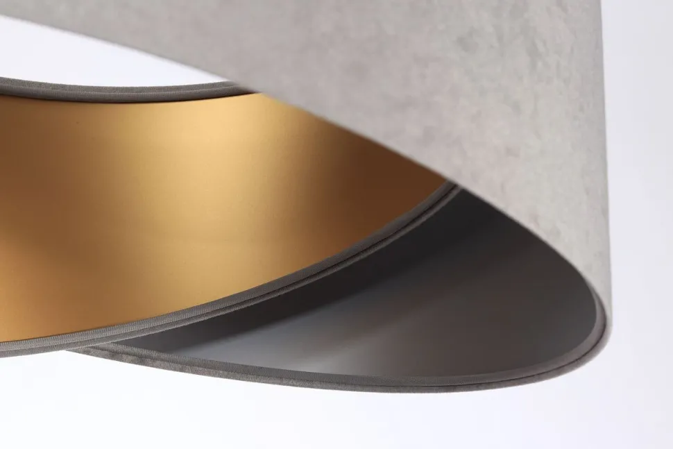 Hängelampe E27 Stoff rund Ø 50 cm Grau Gold Silber