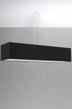 Hängelampe eckig Stoff Glas Schwarz verstellbar 5x E27