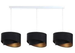 Hängelampe Esstisch 3-flammig E27 Weiß Schwarz Gold Stoff