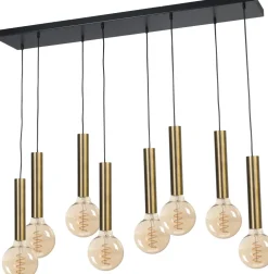 Hängelampe Esstisch für 8x E27 Schwarz Messing