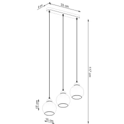 Hängelampe Esstisch Modern Schwarz 3-flammig Rauchglas