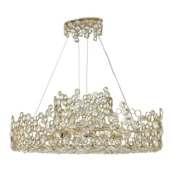 Hängelampe Esstisch oval Kristall Metall in Blattsilber