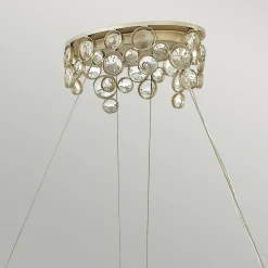 Hängelampe Esstisch oval Kristall Metall in Blattsilber