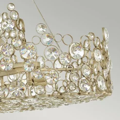 Hängelampe Esstisch oval Kristall Metall in Blattsilber