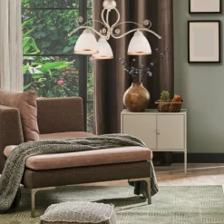 Hängelampe Esstisch Shabby Weiß Metall 3-flammig