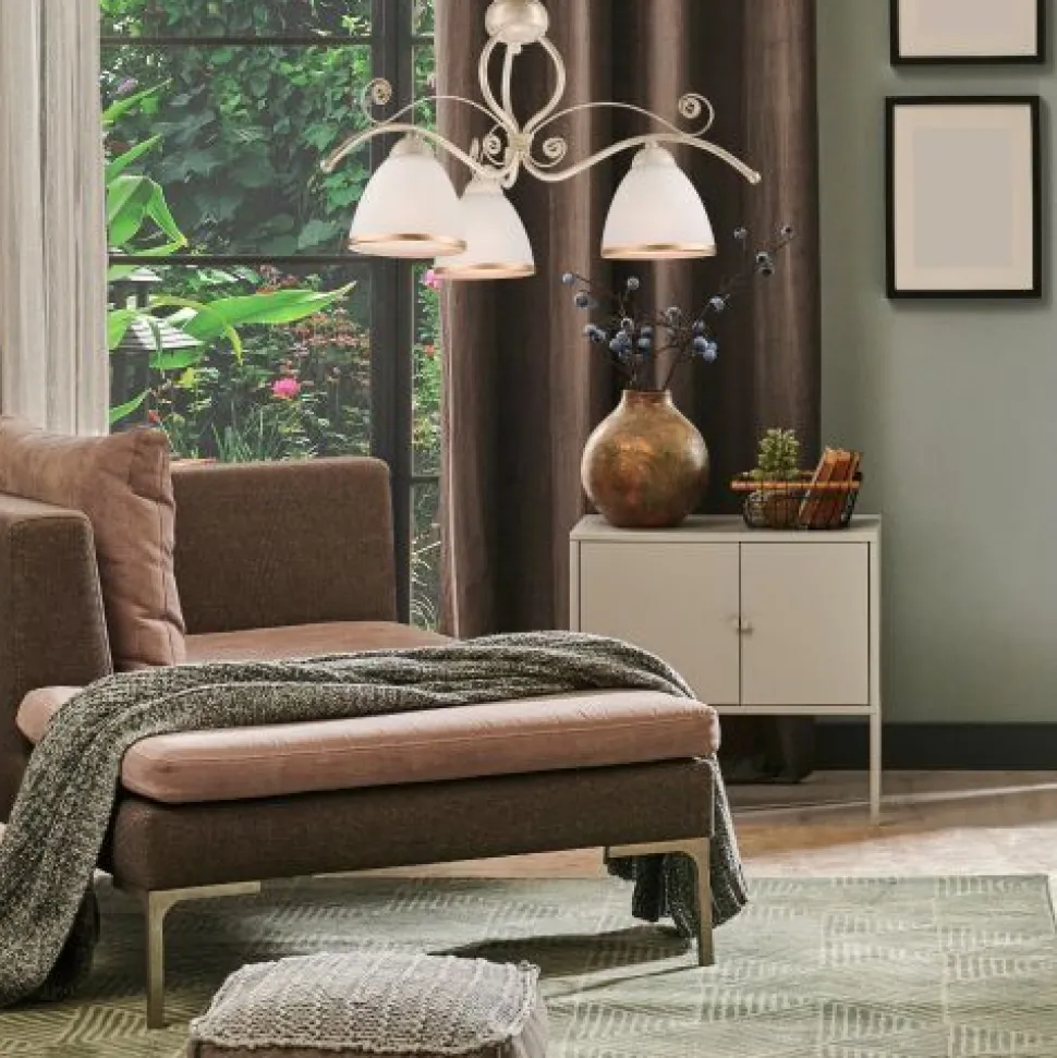 Hängelampe Esstisch Shabby Weiß Metall 3-flammig