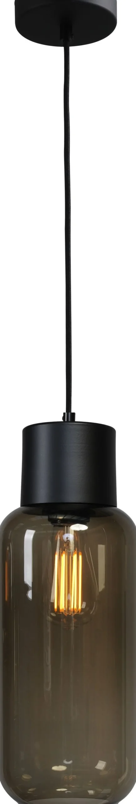 Hängelampe Esszimmer Schwarz Glas Metall Ø 15 cm E27