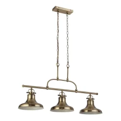 Hängelampe 3-flammig E27 B: 96 cm in Messing Antik Vintage