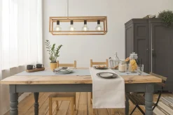 Hängelampe 4-flammig E27 Natur Schwarz Bambus Holz Metall