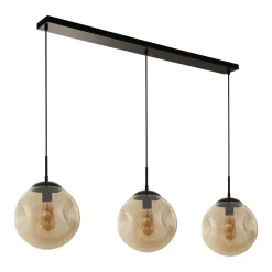 Hängelampe 3-flammig E27 Schwarz Champagner Kugelschirm