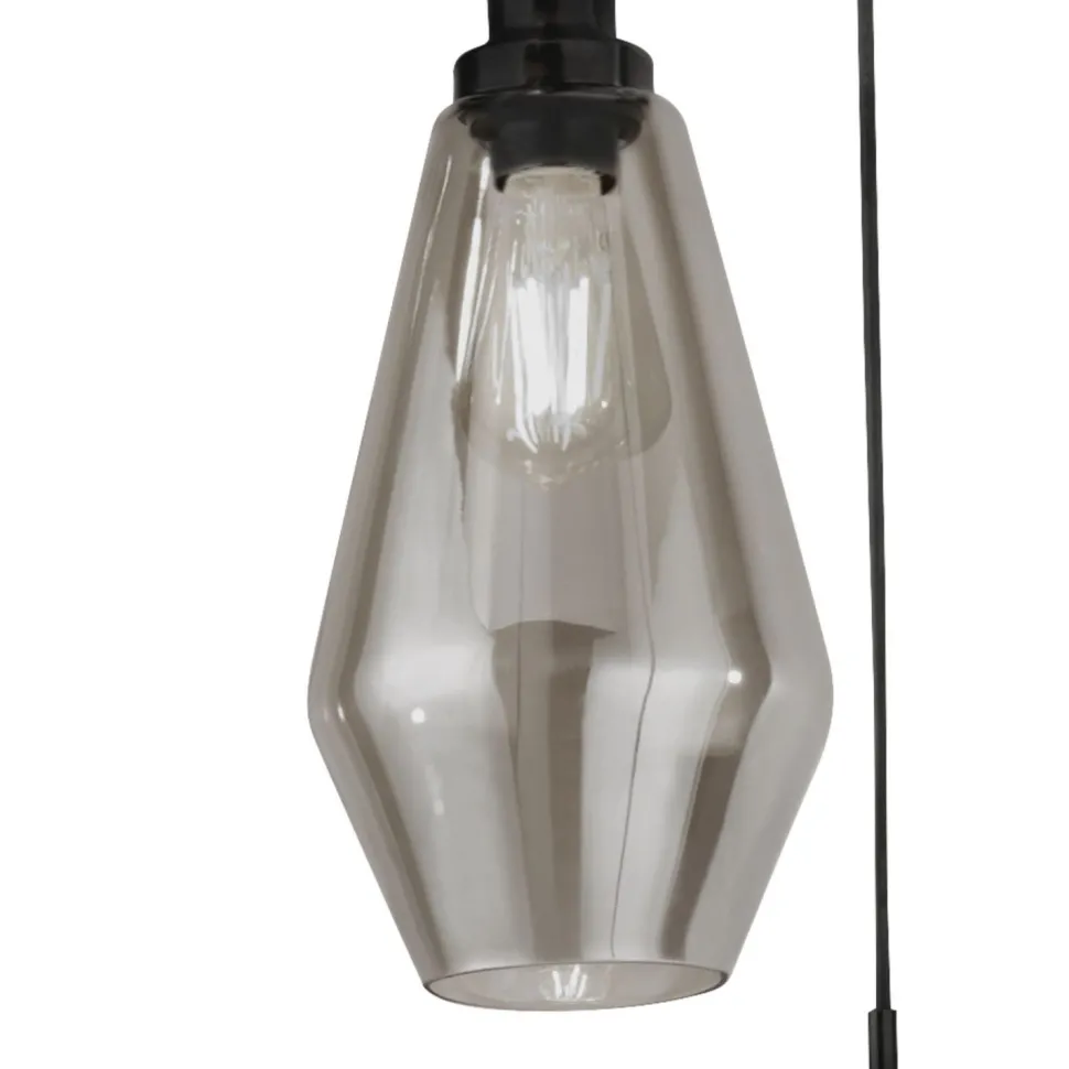 Hängelampe 3-flammig E27 Schwarz Rauchgrau