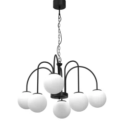 Hängelampe 6-flammig Glas Metall Ø65 cm E14 gemütlich