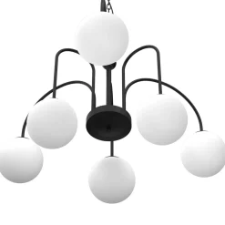 Hängelampe 6-flammig Glas Metall Ø65 cm E14 gemütlich