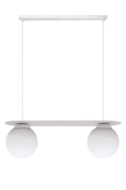 Hängelampe 2-flammig Glaskugeln Weiß 50 cm E27 blendarm