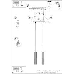Hängelampe 2-flammig GU10 B: 30 cm schmal in Creme Modern