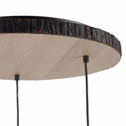 Hängelampe 3-flammig Holz Stoff B:52 cm E27 blendarm