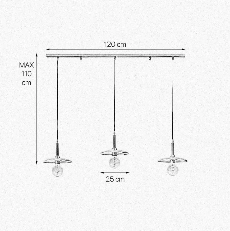 Hängelampe 3-flammig in Bronze hell E27 Messing massiv