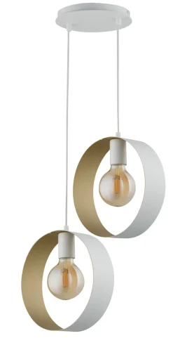 Hängelampe 3-flammig Metall Gold Weiß E27 dekorativ