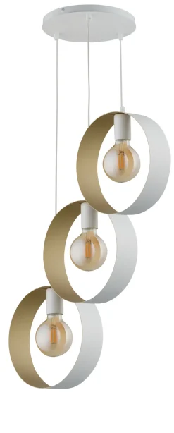 Hängelampe 3-flammig Metall Gold Weiß E27 dekorativ