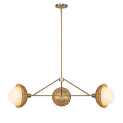 Hängelampe 3-flammig Metall Rattan Glas E14 B:101,4 cm