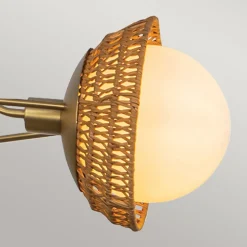 Hängelampe 3-flammig Metall Rattan Glas E14 B:101,4 cm