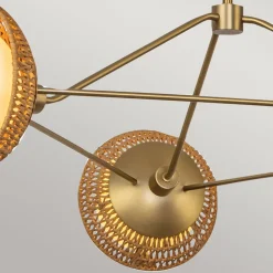 Hängelampe 3-flammig Metall Rattan Glas E14 B:101,4 cm