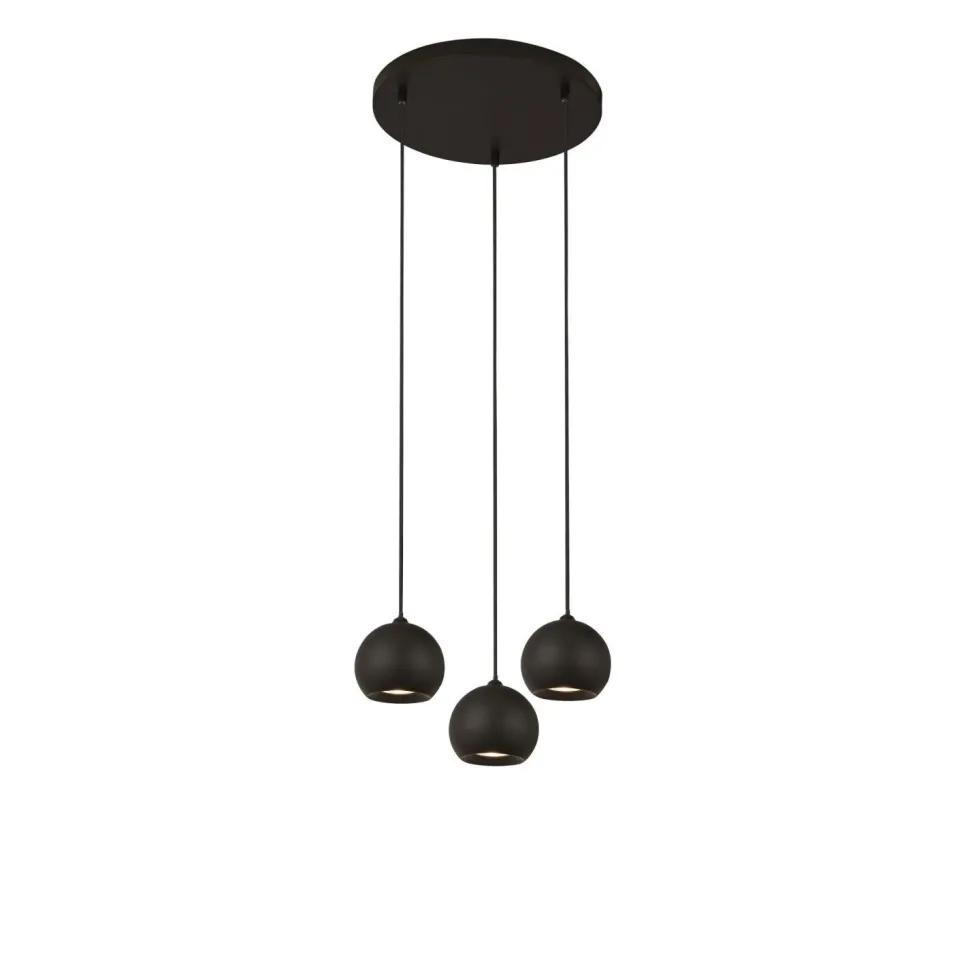 Hängelampe 3-flammig Schwarz GU10 Ø 39 cm Metall