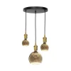 Hängelampe 3-flammig Schwarz Messing Eisen Ø 40 cm für E27