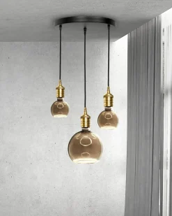 Hängelampe 3-flammig Schwarz Messing Eisen Ø 40 cm für E27