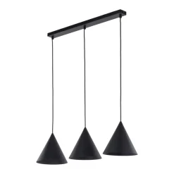 Hängelampe 3-flammig Schwarz L: 75 cm E27 Retro Metall