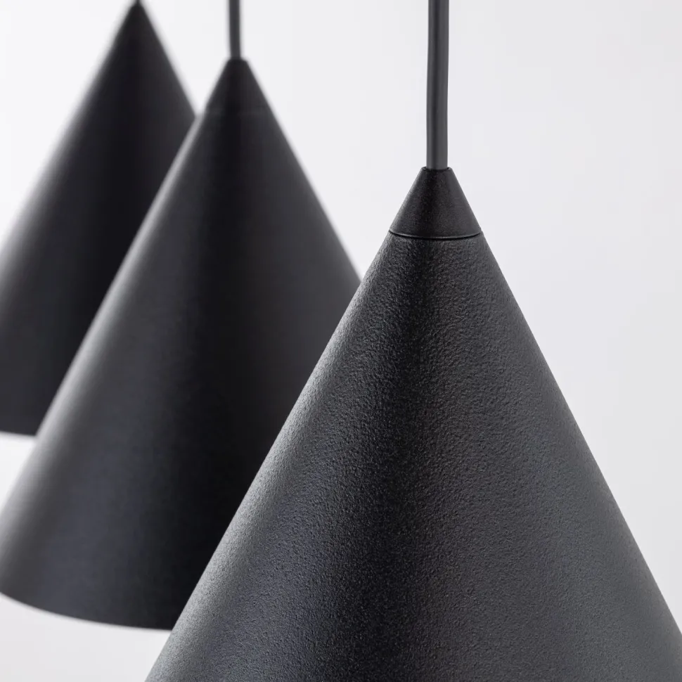 Hängelampe 3-flammig Schwarz L: 75 cm E27 Retro Metall