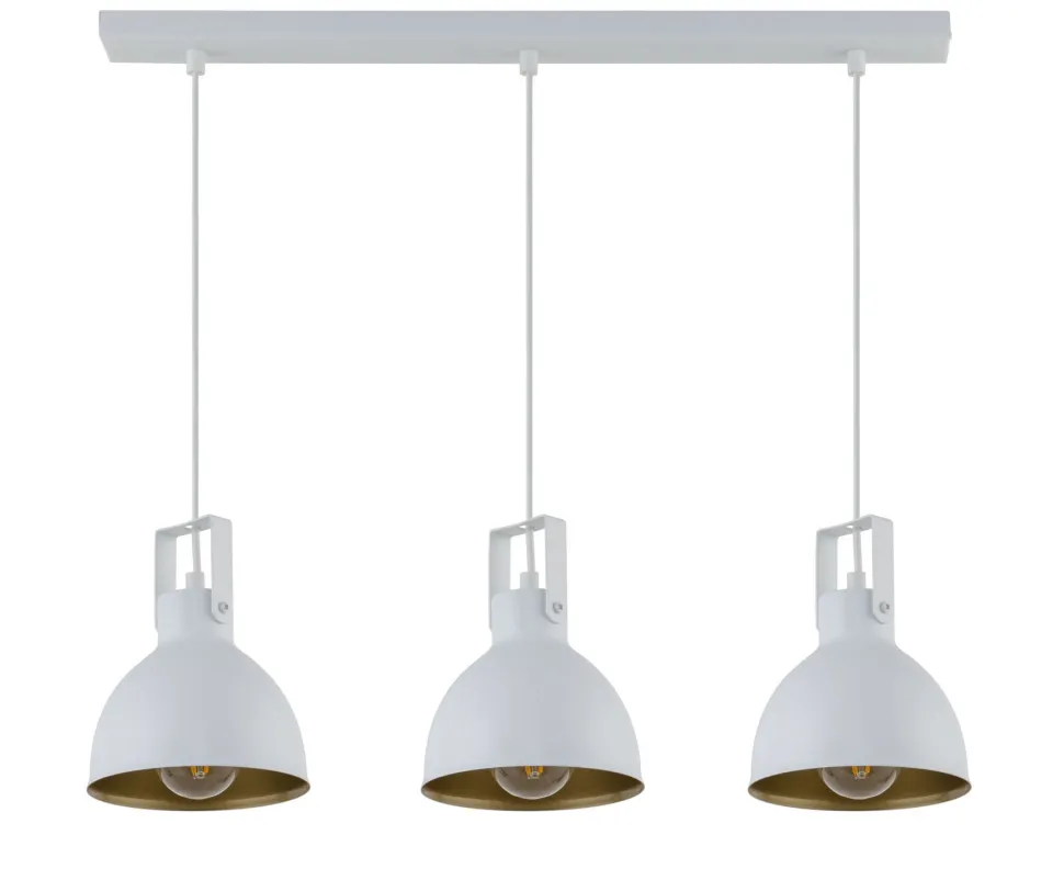 Hängelampe 3-flammig Weiß Gold L:60 cm Industrial